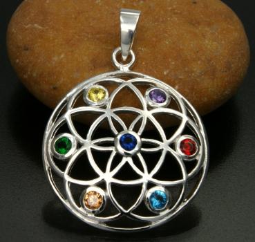 Blume des Lebens Chakra Anhänger Ø 28 mm aus Sterlingsilber